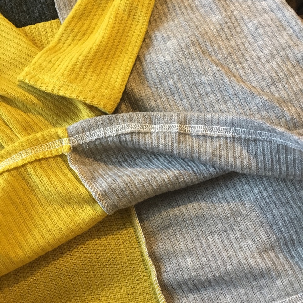 One Left! Lowest Price! Mustard Colorblock Sweater - Picture 4 of 4
